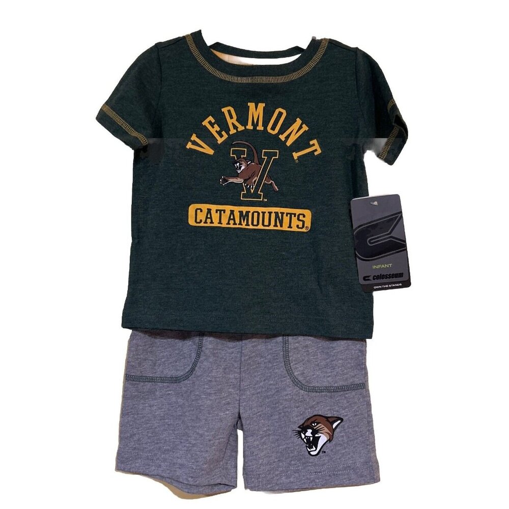 NEW Vermont Catamounts Colosseum Outfit Set Shirt Shorts Infant 6-12 MO